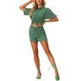 thumbnail image 2 of Allegra K Women's Shirts and Shorts Linen 2 Piece Outfits Casual Set XL Dusty Green, 2 of 6