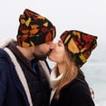 thumbnail image 5 of Yiaed Autumn Maple Leaves A Print Winter Beanie for Men Women, Fleece Lined Beanie Soft Warm Knit Hat Ski Stocking Cuffed Ca, 5 of 6