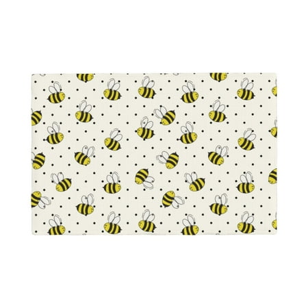

Placemats Set of 6 funny bees polka dots Place mats for Dining Table Indoor/Outdoor Cute Heat Resistant Washable Table Mats(18 x 12 )