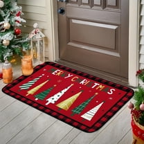 Sahpxhe 1 Piece Merry Christmas Entrance Door Mats Holiday Decoration, Absorbent Non-Slip Floor Mat for Christmas Living Room Kitchen Decorations 23.62x15.75 Inch Red