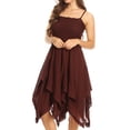 thumbnail image 3 of Sakkas Ella Smocked Bodice Spaghetti Strap Double Layered Dress - Brown - One Size Regular, 3 of 5