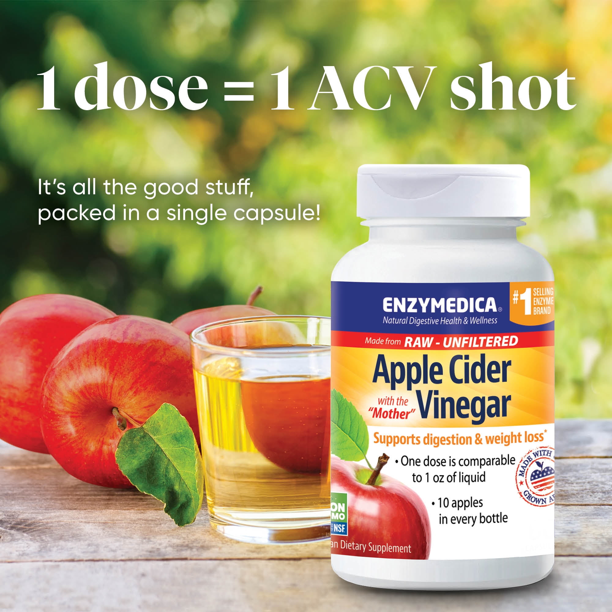 Enzymedica Apple Cider Vinegar -120 Capsules