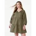 thumbnail image 5 of Free Assembly Women's Tiered Mini Dress with Long Sleeves, Sizes XS-XXL, 5 of 7