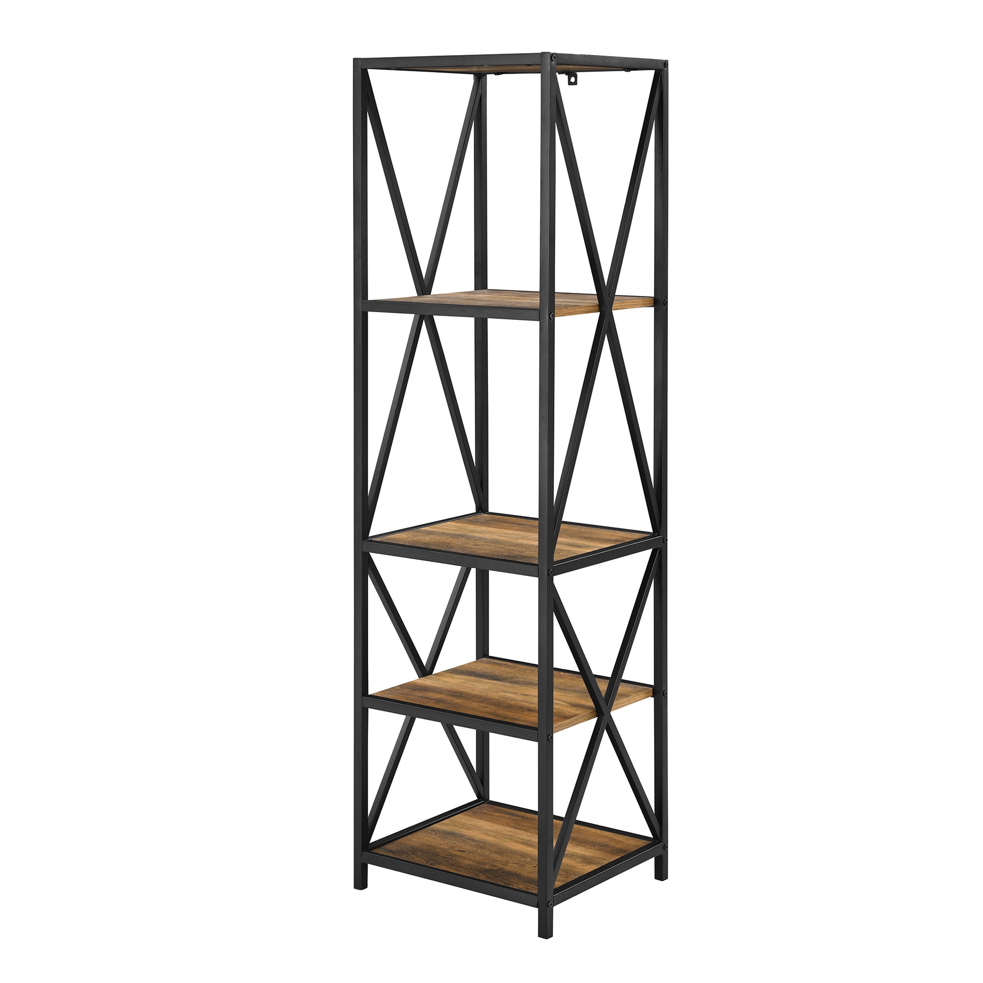 Woven Paths Charlie Farmhouse 4-Shelf Bookcase, Reclaimed Barnwood