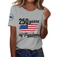 thumbnail image 2 of MEICHEN Womens 250th Anniversary Freedom Tops Usa Flag Printed Short Sleeve Blouses Summer Cotton Relaxed Fit Graphic Tees 4th of July Tshirts, 2 of 6