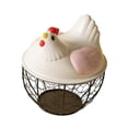 thumbnail image 1 of Cesta de huevo de pollo huevo contenedor titular de alambre de hierro portátil huevo de pollo titular encimera de recogida de huevos cesta para , Cuadrícula negra rosa, 1 of 8