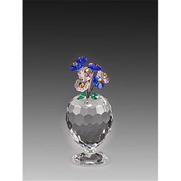 Asfour Crystal 151-27 1,18 L x 2,55 H in. Vase en Cristal avec des Fleurs Figurines de Jardin