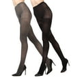 thumbnail image 3 of MeMoi Control Top Solid Microfiber Tights 2 Pack - Womens - Female, M-L, Brown-Black, 3 of 11