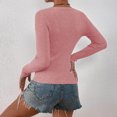 thumbnail image 4 of Zylanna Women's Pullover Sweaters, Crew Neck Knit Button Solid Color Long Sleeve Casual Tops for Women Pink, 4 of 6