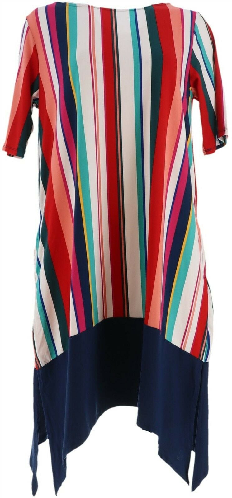 Cuddl Duds Petite Flexwear Rainbow Lounge Dress Multi Stripe PS NEW