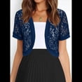 thumbnail image 4 of Cárdigan Corto Transparente de Verano con Encaje Floral y Mangas para Mujer Azul Marino XXL, 4 of 8