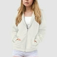thumbnail image 2 of NIEWTR unisex Girls Little Girls Polar Fleece Jacket Zip Up Hoodie Sweatshirts, Lightweight Jackets Hooded Coats (5-6 Years,Z01-White), 2 of 5