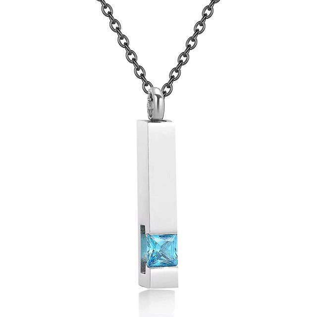 Crystal Urn Necklaces For Ashes For Men Stainless Steel Bar Pendant Necklace Memorial Cremation Jewelry For Ashes Keepsake Jewelry With Cubic Zirconia