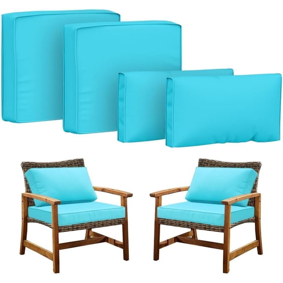 Covers for 4 count Patio Cushion 24.8X24.8x3.5inch Outdoor Furniture Cushion Slipcovers with Zipper Seat and Backrest Cover for Garden and Backyard (Cyan, 24.8X24.8x3.5inch(4Pack))