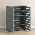 thumbnail image 3 of HOMCOM Slim Shoe Cabinet with 2 Slatted Doors for 15 Pairs of Shoes Grey, 3 of 10