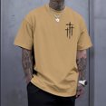 thumbnail image 4 of adaychics Mens Cross Shirt Crew Neck Cross Print Spanish Bible T-shirt Short Sleeve Oversized Casual Tops for Party Daily, 4 of 7