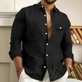 thumbnail image 2 of ZCFZJW Men's Long Sleeve Button Down Shirts Casual Big and Tall Regular Fit Solid Color Cotton Linen Shirts Untucked Beach Shirt with Pockets Black XXXL, 2 of 6