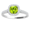 thumbnail image 7 of Mauli Jewels 1.15 CT Natural Peridot & Diamond Ring in 10K Rose White & Yellow Gold | Cushion Cut Center Stone | Prong Set Bridal Ring for Women, 7 of 7