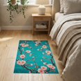 thumbnail image 3 of ODIKA 2'x3' Non Slip Cherry Blossom with Artistic Teal and Pink Flower Branch Motif Washable Doormat Non-Slip, Low Pile for Entryway, Kitchen, Laundry Room, 3 of 7