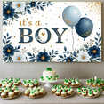 thumbnail image 6 of Floral Design Baby Shower Banner Blue Balloons Baby Announcement for Indoor Decoration Baby Party Celebration Newborn Event, 6 of 8