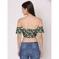 thumbnail image 3 of HERE&NOW Women's Printed Off Shoulder Cute Tube Top Short Puff Sleeves High Waist Casual Wear Summer Crop Top, 3 of 7