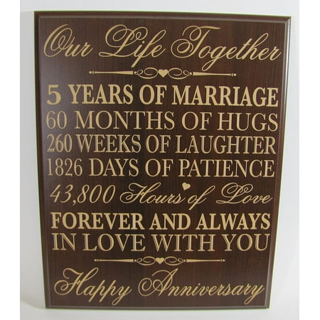  5th  Wedding  Anniversary  Wall Plaque Our  Life Together 