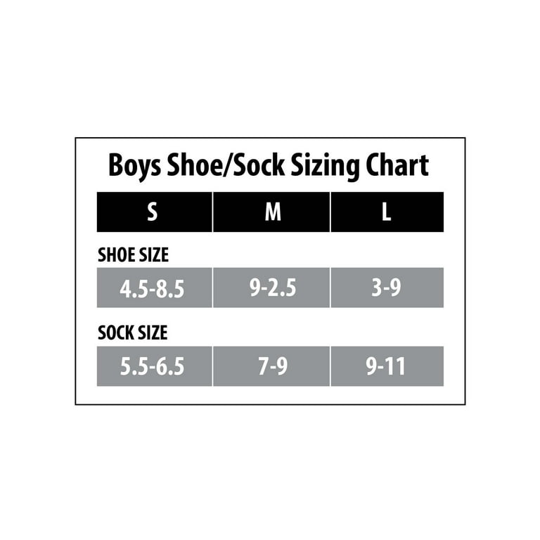Boy sock shop size chart
