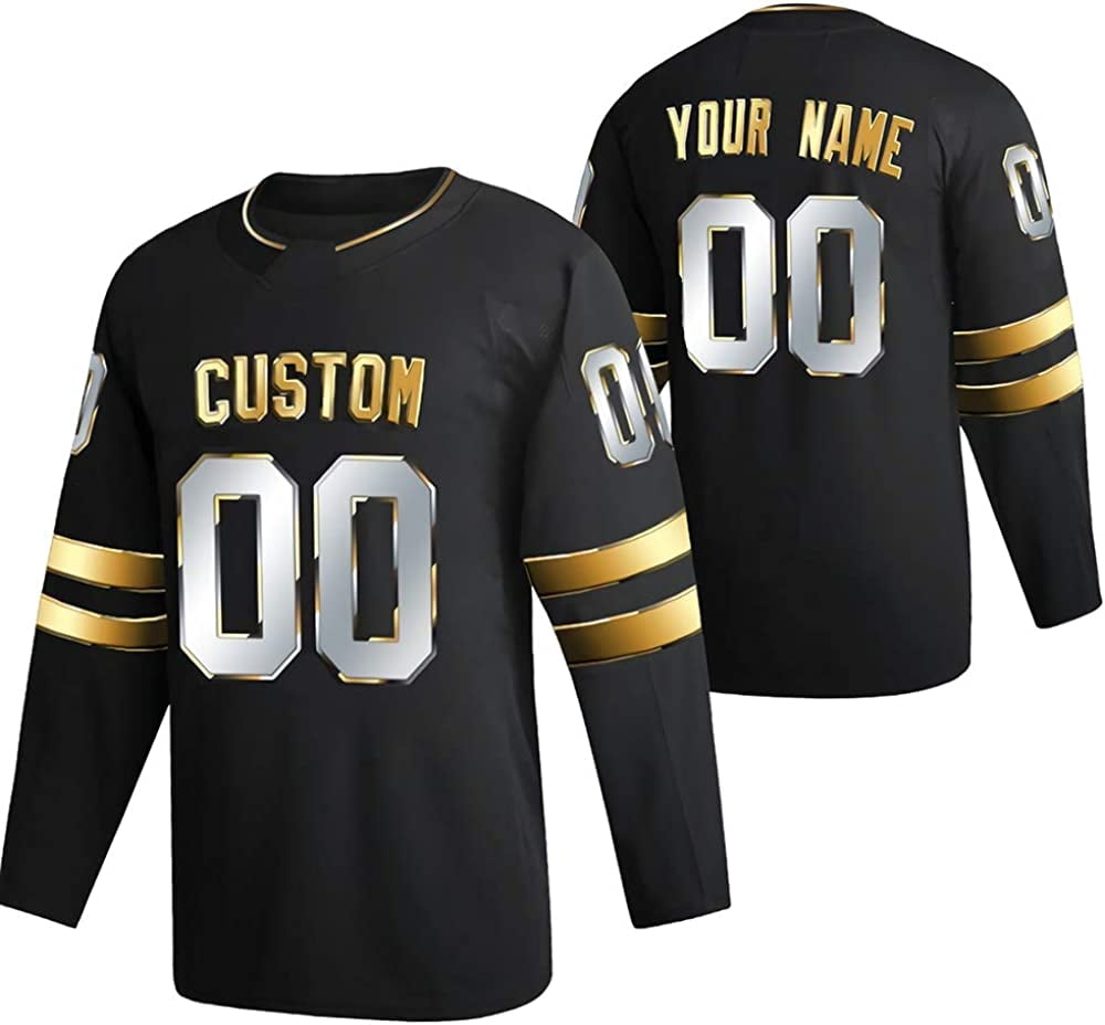  Pullonsy Royal Blue Custom Ice Hockey Jersey for Men Women  Youth S-8XL Practice Stitched Name & Numbers,Golden Edition : Sports &  Outdoors