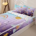 thumbnail image 3 of Manfei Kawaii Rainbow Zipper Twin Comforter Sets with Fitted Sheet and 2 Pillowcases, Bling Stars Galaxy Print Zipper Bedding Set, Blue Purple, Stars Reversible, 4-Piece, 3 of 7