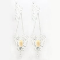 Zingz & Thingz Bedazzling Pendant Glass Candle Wall Sconce in White (Set of 2)