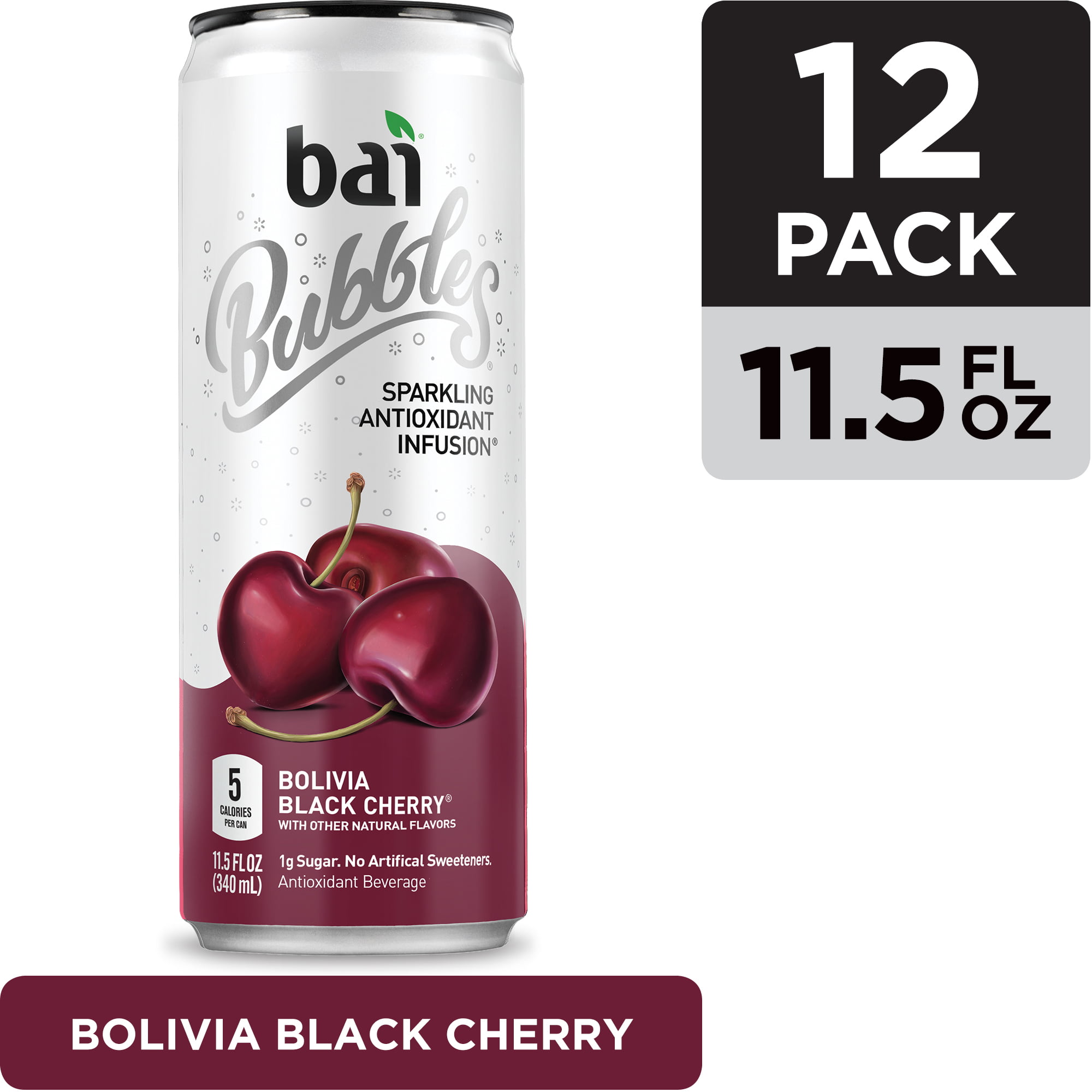 Photo 1 of Bai Bubbles, Sparkling Water, Bolivia Black Cherry, Antioxidant Infused Drinks, 11.5 Fluid Ounce Cans, 12 count