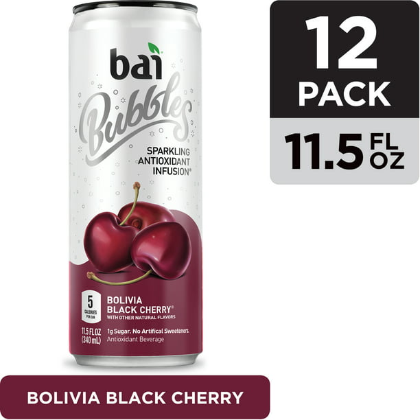 Bai Bubbles Sparkling Water Bolivia Black Cherry Antioxidant Infused Drinks 11 5 Fluid Ounce Cans 12 Count Walmart Com