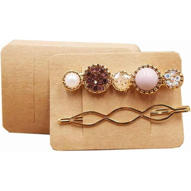 50 tarjetas de presentación con pinzas para el cabello, tarjetas de embalaje para lazos y horquillas en cartón Kraft para accesorios para el cabello