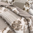 thumbnail image 2 of Floral Quilt Set - Lightweight, Soft, All-Season - 2-Piece Reversible Patchwork Scalloped Bedding Set (Twin / Twin XL, Taupe), 2 of 6