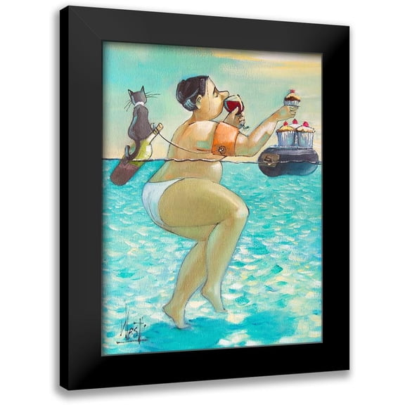 West, Ronald 12x14 Black Modern Framed Museum Art Print Titled - Cupcakes and Wine