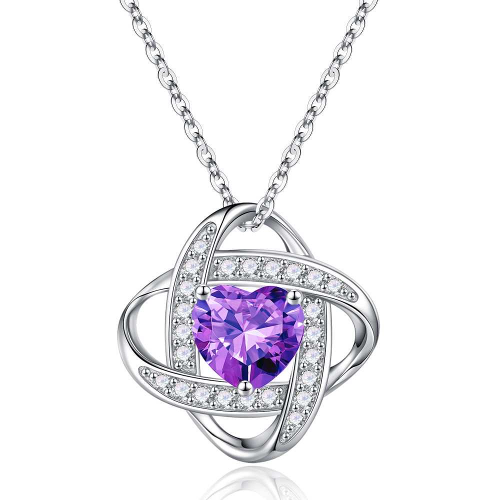 Iefil Anniversary Gifts for Wife Women, Valentine's Day Gift for Wife Mom Her, S925 Sterling Silver Heart February Birthstone Necklace, 19+3In