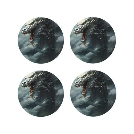 

Tideii Cloud White Dragon for Leather Coasters 4 Pieces Anti-fouling and Anti-scalding Decorative Coasters Suitable for Restaurants Kitchens Coffee Shops-Round Shape