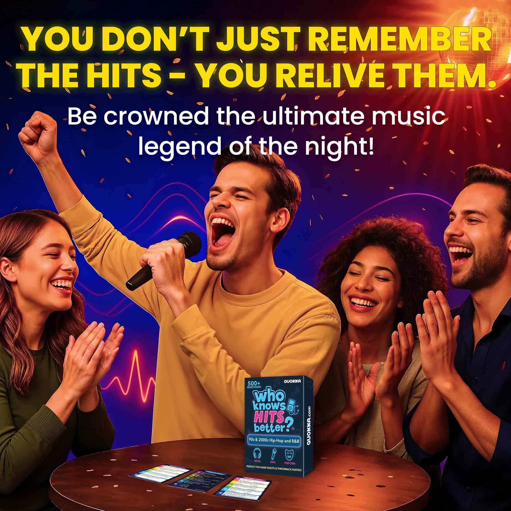 QUOKKA Card Game for Adults - Music Trivia Family Party Game - Who Knows Hits Better? Hip-Hop R&B