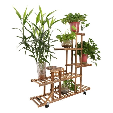 Indoor Plant Shelf, Outdoor Plant Stand Wood 6 Tier Plant Rack for Multiple Plants, Plant Holder for Home Decor for Gardening Gifts