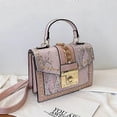 thumbnail image 5 of Bolso de hombro tipo serpentina de moda para mujer, bandolera de piel sintética, con cadenas de lujo, cuadrado, 1 unidad, rosa, 5 of 5