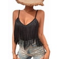 thumbnail image 3 of Womens Western Cowgirl Top - Country Concert Outfits Festival Tassel Hem Boho Camisole Rave Tank Shirt Black L, 3 of 8