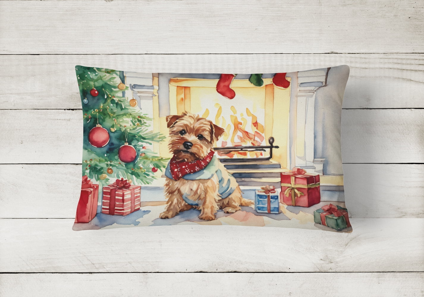 Norfolk Terrier Cozy Christmas Throw Pillow 12 in x 16 in