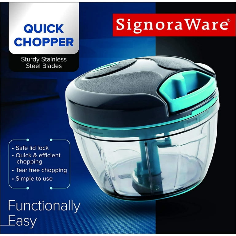 CNKOO Food Chopper, Manual Handheld Kitchen Slicer with Stainless Steel  ZigZag Blade-One Piece Salad Vegetable Chopper and Slicer-Manual Mini Hand