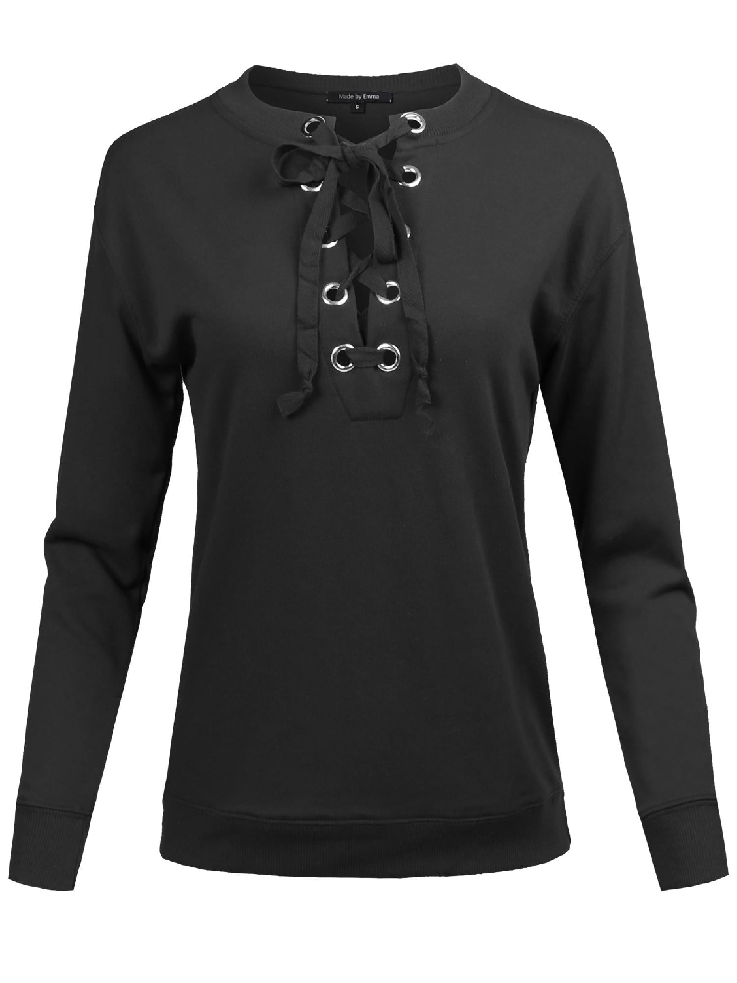 Alani Eyelet Lace Up French Terry Top