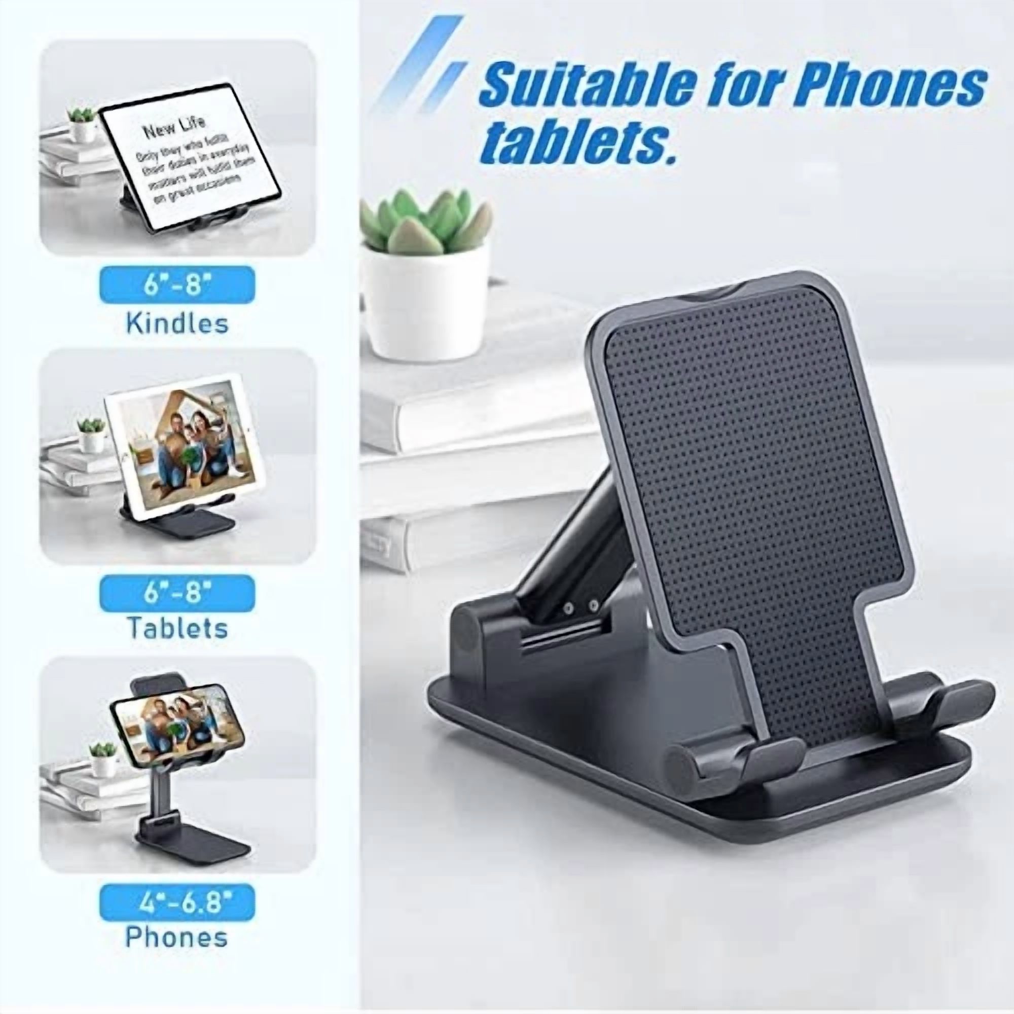 BUTTERFLY- Phone Stand For Desk, 2 Pack Mt-6 Desk Phone Holder Stand For Office Black
