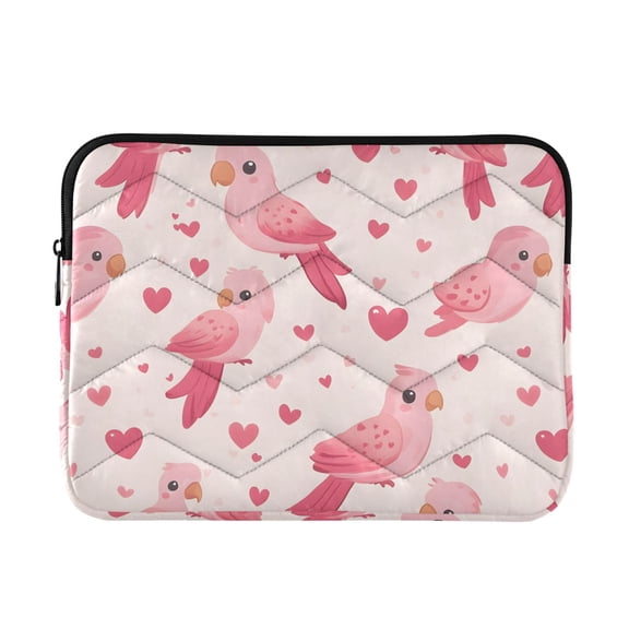 JIALIOU Laptop Sleeve Case with Zipper 13-13.3/15-16 Inch Compatible with MacBook HP Lenovo Dell ASUS Acer, Pink Bird and Heart