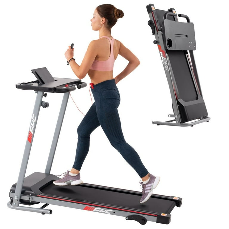 Gzxs Folding Treadmill for Home with Desk 2.5HP Compact Electric Treadmill for Running and Walking Foldable Portable Running Machine for Small