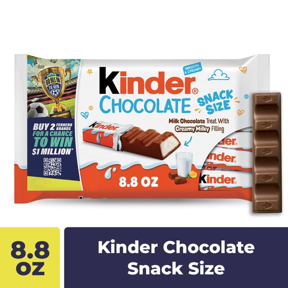 Kinder Chocolate, 20 Bars, Milk Chocolate Bar with Creamy Milky Filling, Individually Wrapped Candy, 8.8 oz Bag