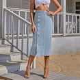 thumbnail image 4 of Women's Clothing European And Button Irregular Slit Denim High Waist Long Skirt Casual Showing Figure Skirt Flower Skirt Girls Long Skirt Long Denim Skirts for Women Pleated Tennis Skirts for Women, 4 of 8
