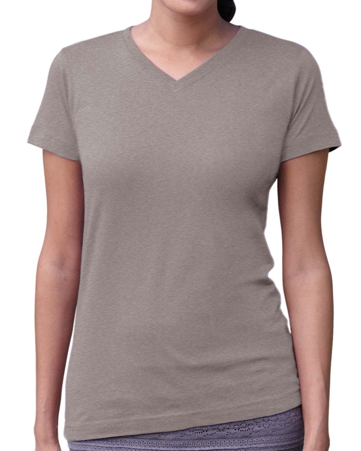 LAT Ladies' V-Neck Fine Jersey T-Shirt 